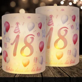 16 Windlichter Tischdeko Deko 18 Geburtstag Mädchen Happy Birthday 18. Geburtstag Tischdeko für Partys, Taufen, Kommunionen, Mitzvahs Teelicht oder Kerzen Deko (Pink)