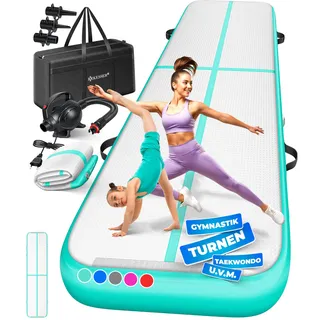 KESSER® Turnmatte Aufblasbar Airtrack 2m/3m/4m/5m/6m Fitness-Matte Gymnastikmatte | inkl. Tragetasche & elektr. Luftpumpe | Yogamatte, Tumbling Matten, Trainingsmatte, Turn- & Fitness