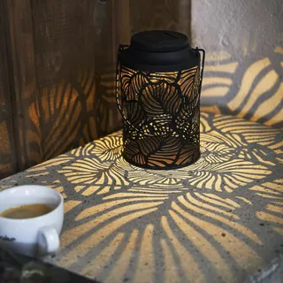 LED-Solar-Dekoration 'Leafy', Laterne, schwarz