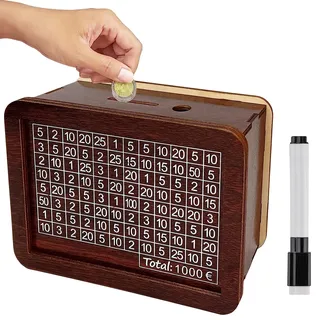 Spardose Holz, Sparbox, Sparschwein, Retro Sparbüchse Aufbewahrungsbox, Wiederverwendbare Spardose mit Zähler, Hilft die Gewohnheit Zum Sparen, Spardosen für Erwachsene