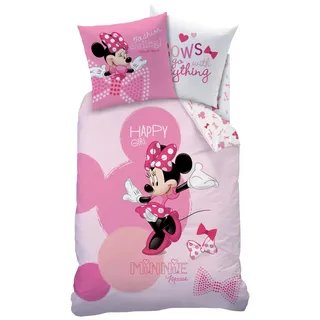 Disney Minnie Mouse Bettwäsche Set Biber Flanell 80x80 cm 135x200 cm