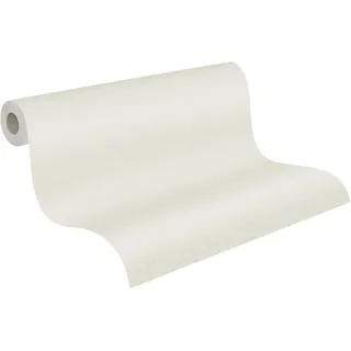 A.S. Création Vliestapete mit einfarbiger Struktur – helle Uni-Tapete in Creme, Weiß 10,05 m x 0,53 m – 393396