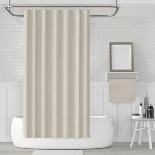 AEKDCL Duschvorhang Überlänge Hellbraun 160x200cm/63x79in(WxH) Schwerer Badvorhang aus Stoff Waschbar Schimmelresistent Wasserdicht PEVA Duschvorhang für Dusche und Badewanne mit Duschvorhängeringen