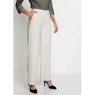 Stoffhose BONPRIX "Leichte Marlenehose mit Viskose", Damen, Gr. 42, N-Gr, hellbeige, Web, Obermaterial: 92% Viskose, 8% Polyester, gepflegt, unifarben, loose fit lang, Hosen Stoffhose, Marlenehose, Loose Fit, weites Bein, femininer Stil