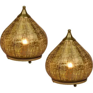 2er Set Orientalische Deko Tischlampe Nachttischlampe Lampe Jamiel Gold - Gold