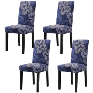 mafudoxi Stuhlhussen 4er Set, Stretch Abnehmbare Waschbar Stuhlbezug, Stretch Stuhlhusse mit Gummiband, für Hotel, Bankett, Restaurant, Haus, Party, Hochzeit(Drucken-B, 4Stück)