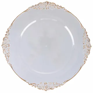 Villa d'Este Home Tivoli Set 6 Platzteller Ø 33 cm transparent mit Goldrand, Baroque