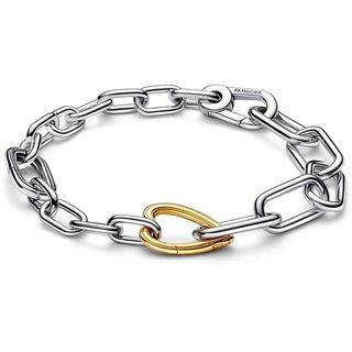 Pandora ME Bicolor Herz-Link-Armband aus Sterlingsilber in der Farbe Silber-Gold, Kompatibel mit PANDORA ME Armbänder, Länge: 15cm, 562527C00-1