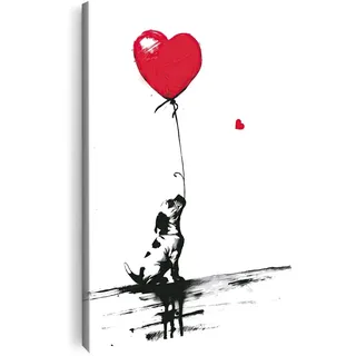 Artmazing | Hund Banksy Bild Bunt | S-Art Bilder Modern | Leinwandbild XXL für Wohnzimmer | Wandbild Deko | Buntes Poster für Wand
