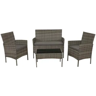 Mendler Poly-Rattan Set 7-tlg. Grau