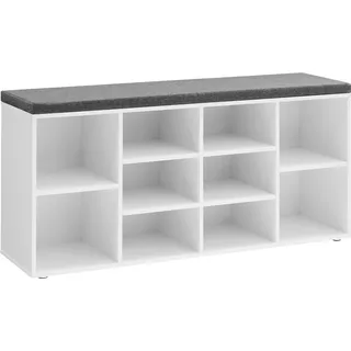 VASAGLE Schuhbank 30 x 48 x 104 cm gepolstert / weiß-grau