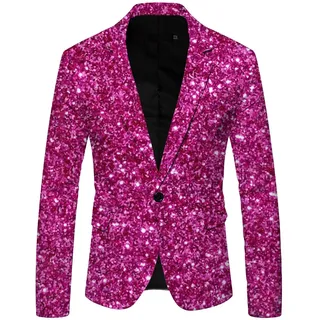 Glitzer Sakko Herren Glitzer Outfit Anzugjacke Sportlich Party Glitzer Anzug Pailletten Anzug Slim Fit Performance Kostüm Glitzer Blazer Smoking Jacket