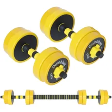 BAKAJI Set 2 in 1 verstellbare Lenker mit Langhantelstange Gewicht 10 kg (4 x 1 kg + 4 x 1,25 kg), Beschichtung aus Gummi, rostfrei, rutschfest, Fitnessstudio, Rehabilitation, körperliche Übung