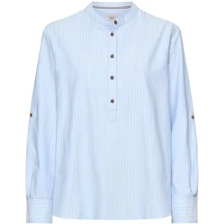 camel active Damen Gestreifte Bluse mit krempelbaren Ärmeln Hellblau, Womenswear-S