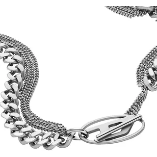 Diesel Herren-Edelstahl-Halskette mit Knebelverschluss, Kühles Silber