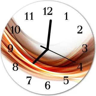 Glasuhr Wanduhr Küchenuhr Echt-Glas 30fi cm Abstrakte Linien rot - Rot