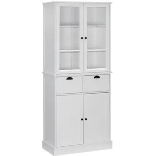Mid.you Buffet , Weiß , Glas, Holzwerkstoff , 1 Fächer , 2 Schublade(n) Schubladen , 76x178x40 cm , Küchen, Küchenmöbel, Buffetschränke