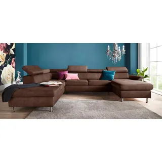 exxpo - sofa fashion Wohnlandschaft Mikrofaser 3-Sitzer Braun
