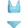 Damen 3 Stripes V-Back Bikini Lucid Cyan/White 32
