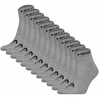 Sneakersocken HEAD "Socken Elements All Sport Quarter 12P 12er Pack", Damen, Gr. 39-42, grau, Obermaterial: 73% Baumwolle CO. 23% Polyester PES. 2% Polyamid PA. 2% Elasthan EL., Socken Sneakersocken