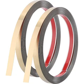 2 Stück 5 m x 1 cm selbstklebende Edelstahl-Wandleisten mit spiegelähnlicher Oberfläche