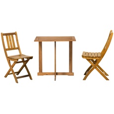 Bild Sitzgruppe 1 Tisch | 2 Stühle, Akazie natur | braun