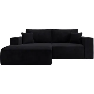 Selsey Ecksofa Farese Mini mit Cordbezug Schwarz, links , Textil , Ottomane links, L-Form,L-Form , 240x167 cm , Made in Europe , Wohnzimmer, Sofas & Couches, Wohnlandschaften, Ecksofas