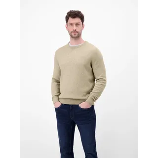 Strickpullover LERROS "Herren Strickpullover in Twist-Struktur", Herren, Gr. XXL, tender beige melange, 100% Baumwolle, Rundhals, Pullover Strickpullover, Rundhalsausschnitt, weicher Stoff, langärmlig, normale Passform