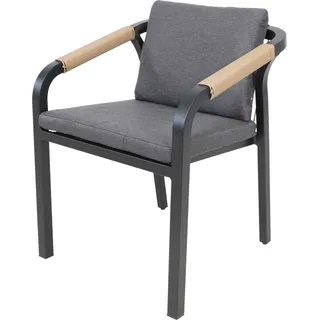 Stapelstuhl - Schwarz - Aluminium - Seilmotiv - 58x60x75 cm