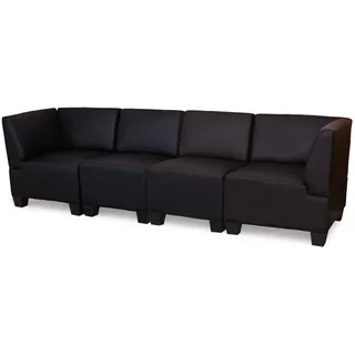 Mendler Modular 4-Sitzer Sofa Couch Lyon, Kunstleder ~ schwarz, hohe Armlehnen