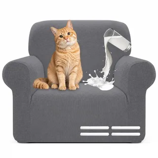 Hengrongshen Couch Überzug L Form, Universal Sofahusse 1/2/3/4 Sitzer mit Wasserdicht & Anti-Falten, Sofa Überzug für Sofa Cover L Shape, U Shape, Universal Sofaüberzug (1 Sitzer, 90-130cm, Hellgrau)