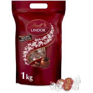 Lindt LINDOR Schokoladen Kugeln Double Chocolate | 1 kg Beutel, wiederverschließbar | ca. 80 Milch-Schokolade mit dunkler, zartschmelzenden Füllung | Großpackung, Pralinen-Geschenk