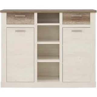 Forte Highboard 160 x 128 x 41 cm weiß / antikeiche