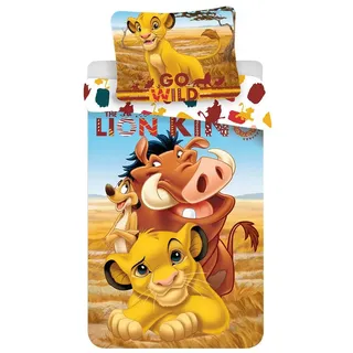 Jerry Fabrics Disney König der Löwen Bettwäsche Set Kopfkissen Bettdecke Maße 135/140x200 Simba Timon Pumba