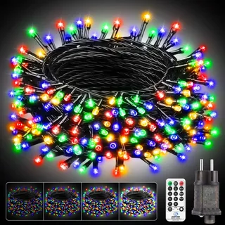 Light-Brightly Lichterkette Außen Innen Weihnachtsbaum Strom - 15m 150 Led Mehrfarbig Lichterketten mit Stecker Timer Wasserdicht Cluster Fairy Lights for Weihnachten Hochzeit Party Balkon Garten