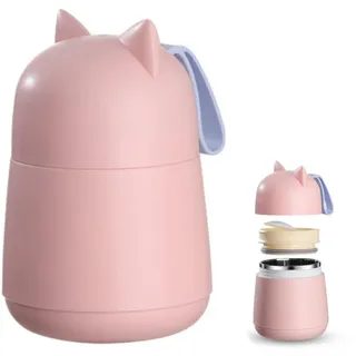EASYLOCK Thermobehälter für Essen Joghurtbecher to Go 450ML Isolierter Edelstahl Joghurtbecher Porridge Becher mit Klapplöffel für Suppe, Milch, Haferflocken und Joghurt (Rosa)