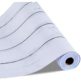 Vevor Tapete selbstklebend, 45 cm x 12 m, Wandtapete, Klebefolie mit weißer Holzstruktur, wasserfest, Möbelfolie, dekorative Vinylrolle für Schlafzimmer, Küche, Büro, Badezimmer, Möbel