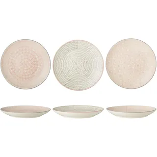 Bloomingville Teller Cécile, rosa grau, Keramik, 3er Set, 25 cm