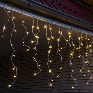 Hi 5 m LED Lichtvorhang 'Eisregen' mit 200 warmweissen LED ́s, Kabel transparent, 8 Funktionen