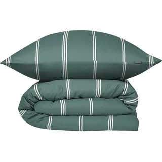 SCHIESSER Bettwäscheset Matteo | Gestreift | Renforcé | 2-teilig | 100% Baumwolle | Angenehm weich & glatt | YKK-Reißverschluss | 135x200 cm + 80x80 cm | Petrol