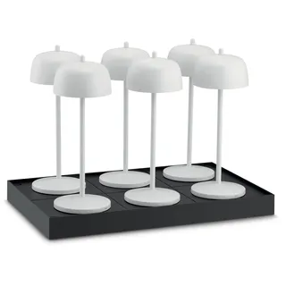 Theta 6x Tischlampe Kabellos Dimmbare LED Akku - Aufladbar Tischleuchten für Restaurant und HO.RE.CA im Italienischem Design - Indoor & Outdoor IP65 2700-4000K, 9-24 Std. LVL (Schwarz)