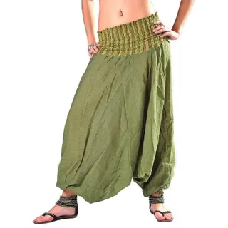 Haremshose Pumphose Aladinhose Pluderhose Yoga Goa Sarouel Baggy Aladin Freizeithose Ranya, grün S/M - Grün