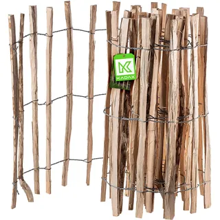 Kadax Zaun aus Hasel, Staketenzaun aus Haselnuss, Gartenzaun, 7-9cm, 80x500cm
