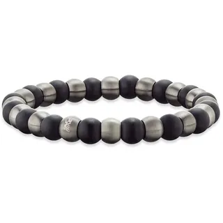 Save Brave Bruce Herren Armband mit Onyxperlen und Carbonperlen in schwarz und silber - Länge: 20 cm - inkl. Schmuckverpackung