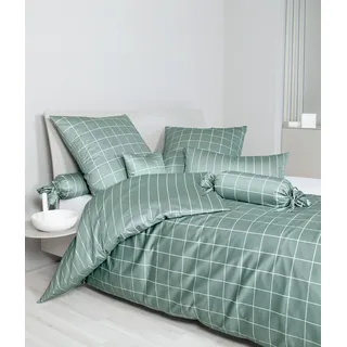Janine Design Mako-Satin Bettwäsche-Garnitur modernclassic 39025 Farbe salbeigrün Größe 135x200 + 80x80cm - Grün
