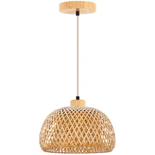 FRIDEKO HOME Pendelleuchte Rattan Natürlicher Bambus Hängelampe Esstisch mit E27 Fassung,Boho Lampe Deckenlampe Korb Lampenschirm Rattan für Schlafzimmer Wohnzimmer Flur Küche