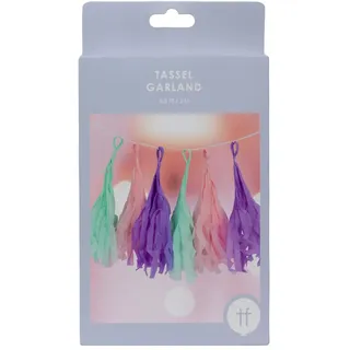 Talking Tables Wiederverwendbare Pastell-Öko-Papier-Hängedekoration für Quasten-Girlande für Geburtstagsparty, Babyparty, Muttertag, nachhaltiges Partyzubehör, 2 m