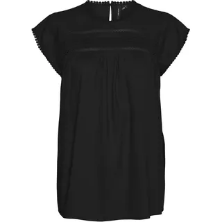 VERO MODA Damen VMDEBBIE Pleat S/L TOP GA NOOS, Schwarz, S