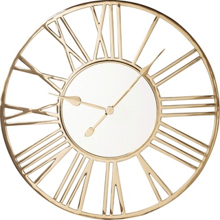 Kare Design Wanduhr Giant, Gold, 80cm Durchmesser, Uhr, rund, Edelstahl Gestell, Glas Korpus, Batterie nicht inklusive