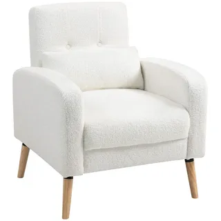 Homcom Polstersessel Weiß Kunststoff, 74x89.5x76 cm, Wohnzimmer, Sessel, Polstersessel